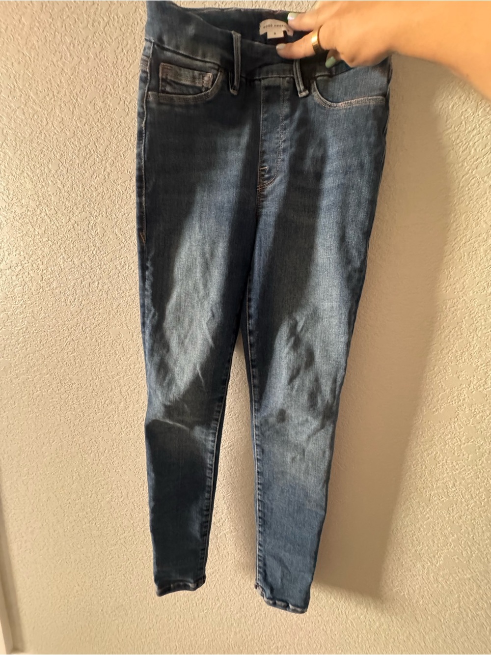 Good American Mid-Blue High-Rise Skinny Jeans